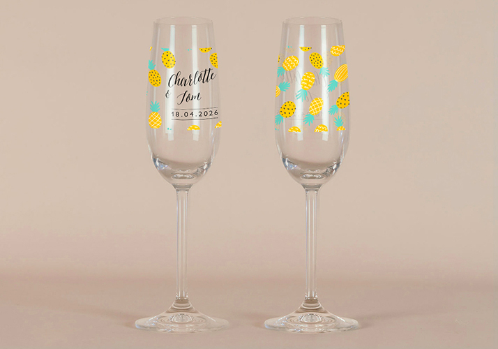 Flûte à champagne de mariage Ananas à personnaliser