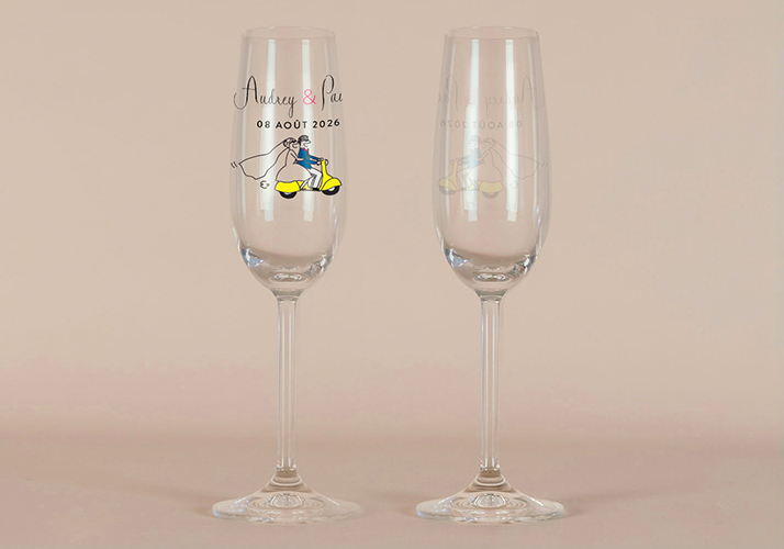 Flûte à champagne de mariage Arrivée des mariés à personnaliser