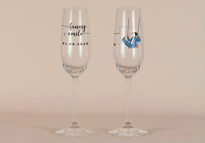 Flûte à champagne de mariage Balançoires à personnaliser