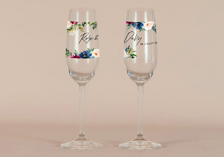 Flûte à champagne de mariage Belladone à personnaliser