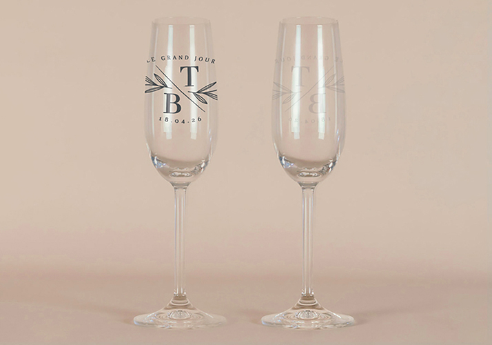 Flûte à champagne de mariage Blason à personnaliser
