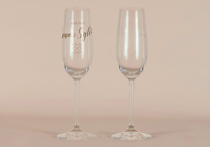 Flûte à champagne de mariage Bois à personnaliser