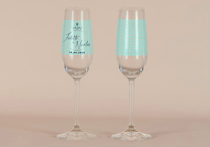 Flûte à champagne de mariage Bord de mer à personnaliser