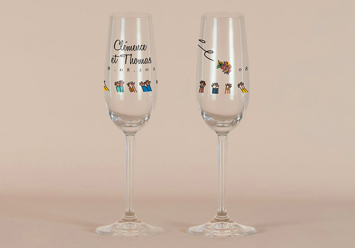 Flûte à champagne de mariage Bouquet à personnaliser