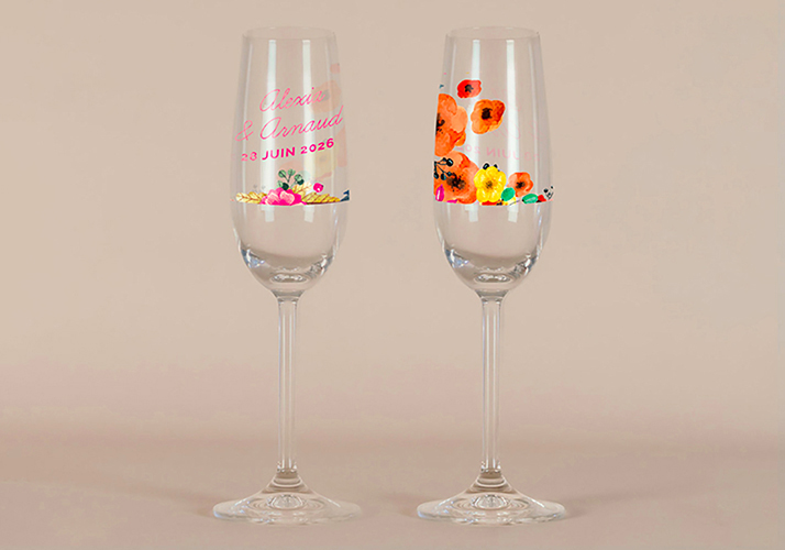 Flûte à champagne de mariage Champêtre à personnaliser