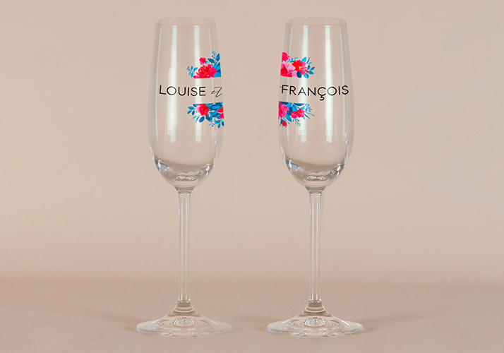 Flûte à champagne de mariage Charlotte à personnaliser