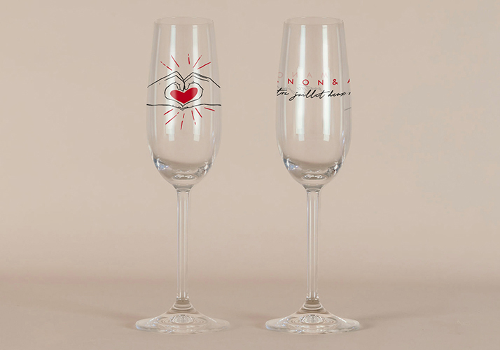 Flûte à champagne de mariage Coeur rouge à personnaliser