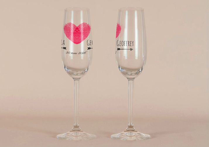 Flûte à champagne de mariage Coeur à personnaliser