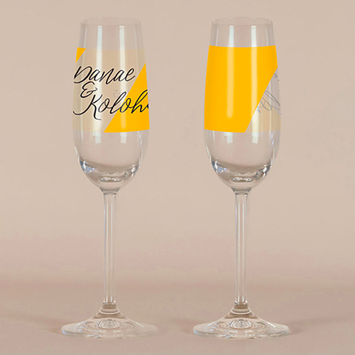 Flûte à champagne de mariage Color block à personnaliser