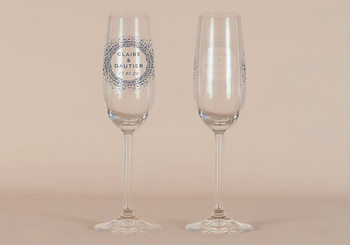 Flûte à champagne de mariage Constellation à personnaliser