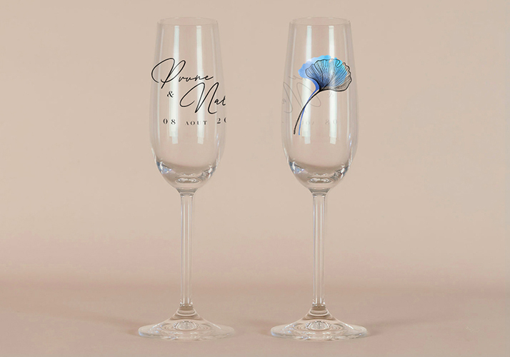 Flûte à champagne de mariage Coquelicot à personnaliser