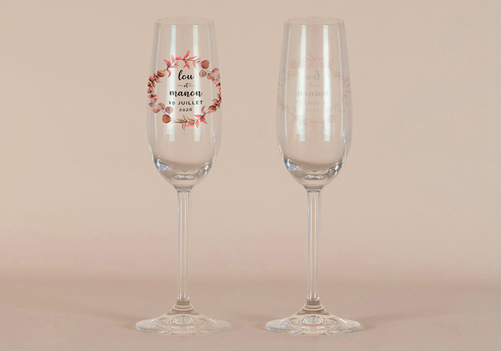 Flûte à champagne de mariage Couronne automnale à personnaliser