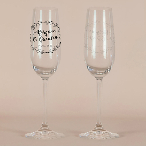 Flûte à champagne de mariage Couronne à personnaliser