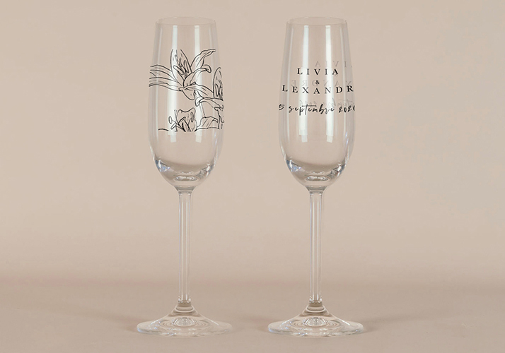 Flûte à champagne de mariage Dallma à personnaliser