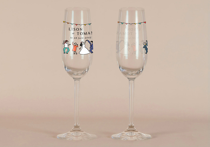 Flûte à champagne de mariage Danseurs à personnaliser