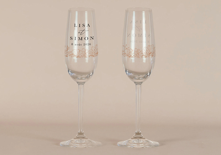 Flûte à champagne de mariage Devon à personnaliser