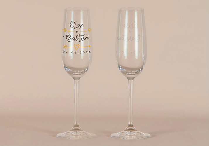 Flûte à champagne de mariage Flèche à personnaliser
