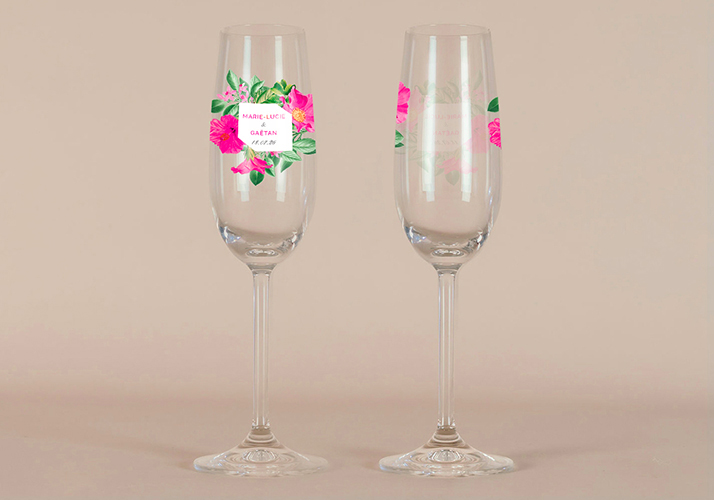 Flûte à champagne de mariage Floral à personnaliser