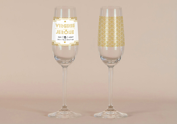Flûte à champagne de mariage Gatsby à personnaliser