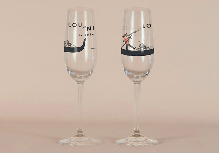 Flûte à champagne de mariage Gondole à personnaliser