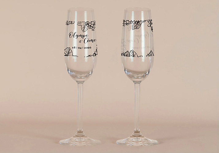 Flûte à champagne de mariage Grappes à personnaliser