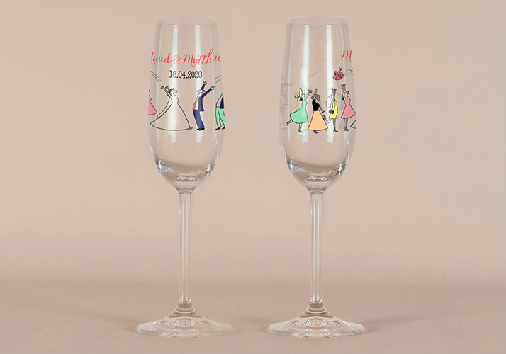 Flûte à champagne de mariage Lancer de bouquet à personnaliser