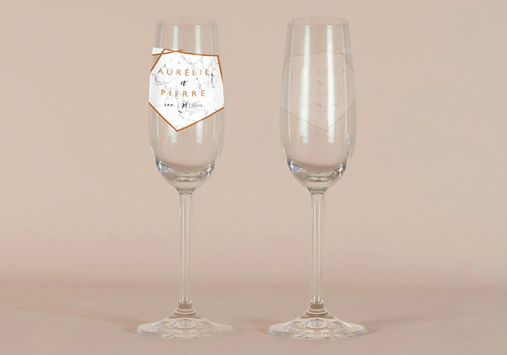 Flûte à champagne de mariage Marbre à personnaliser