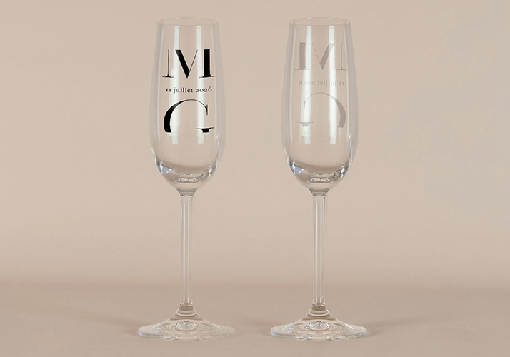 Flûte à champagne de mariage Milan à personnaliser
