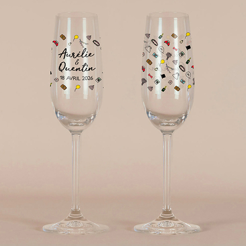 Flûte à champagne de mariage Motifs à personnaliser