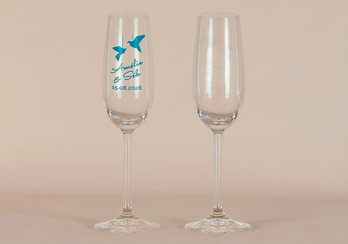 Flûte à champagne de mariage Origami à personnaliser