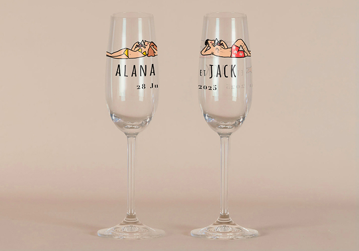 Flûte à champagne de mariage Plage à personnaliser