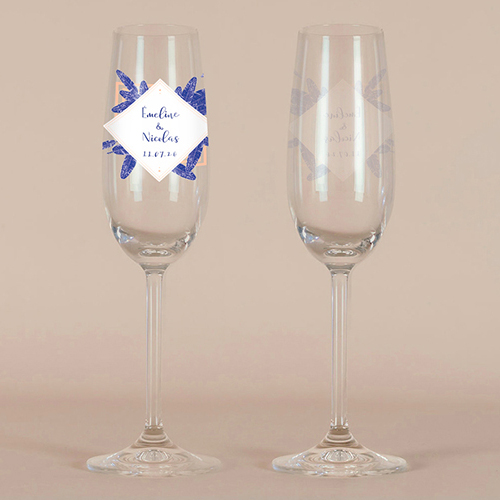 Flûte à champagne de mariage Plumes à personnaliser