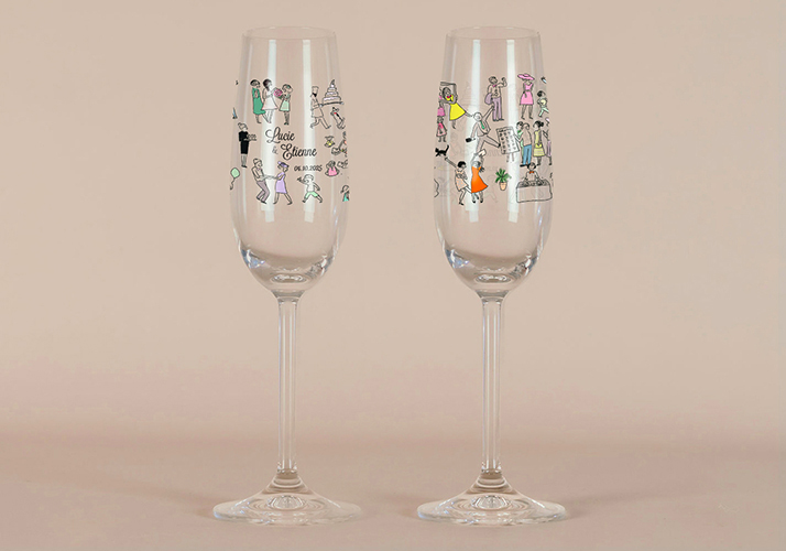 Flûte à champagne de mariage Scène de mariage à personnaliser