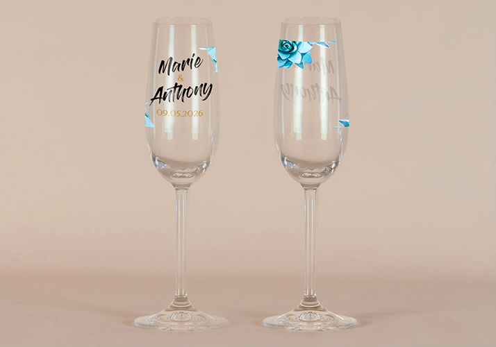 Flûte à champagne de mariage Succulentes à personnaliser