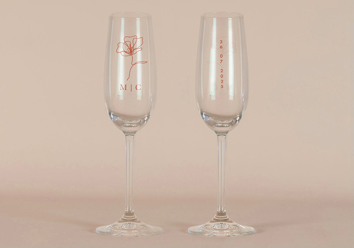 Flûte à champagne de mariage Terracotta à personnaliser