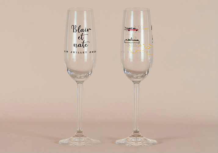 Flûte à champagne de mariage Timeline à personnaliser