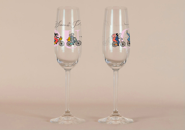 Flûte à champagne de mariage Vélos à personnaliser
