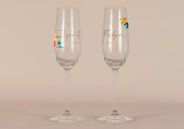 Flûte à champagne de mariage Zinnia à personnaliser
