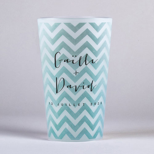 Gobelet de mariage Chevrons - bleu à personnaliser