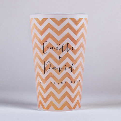 Gobelet de mariage Chevrons - orange à personnaliser