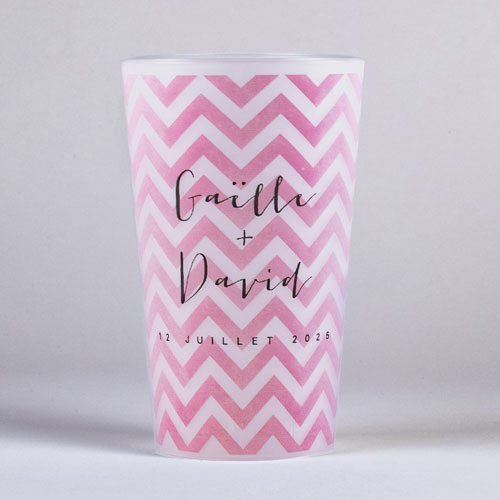 Gobelet de mariage Chevrons - rose à personnaliser