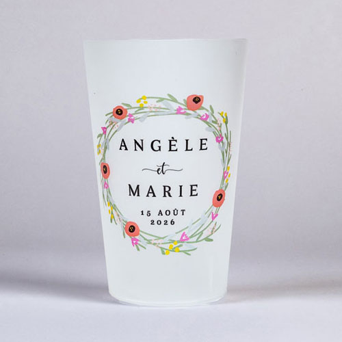 Gobelet de mariage Couronne de fleurs à personnaliser