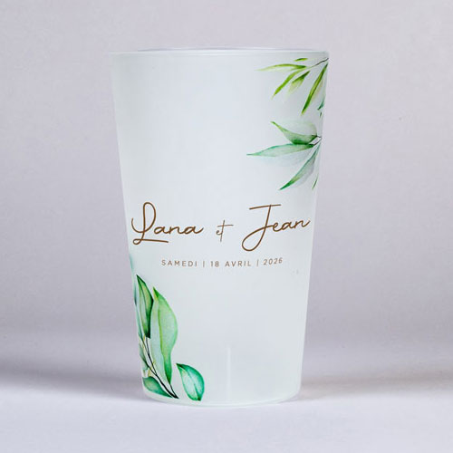 Gobelet de mariage Feuilles kraft à personnaliser