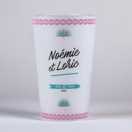 Gobelet de mariage Flamants roses à personnaliser