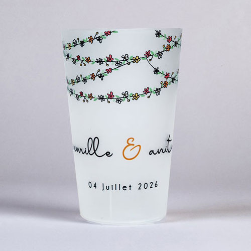 Gobelet de mariage Guirlandes de fleurs à personnaliser
