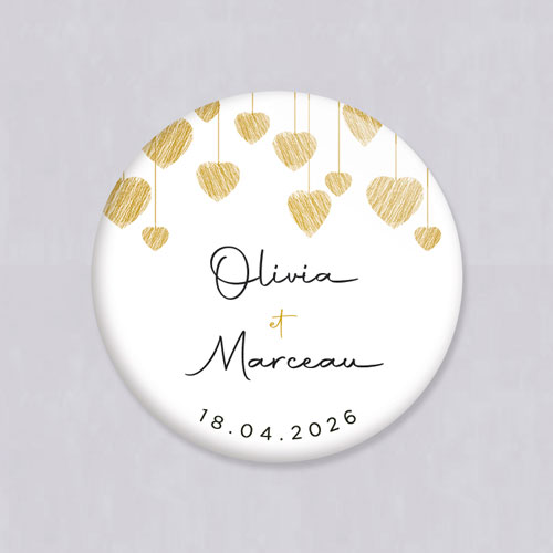 Magnet de mariage Coeurs suspendus à personnaliser