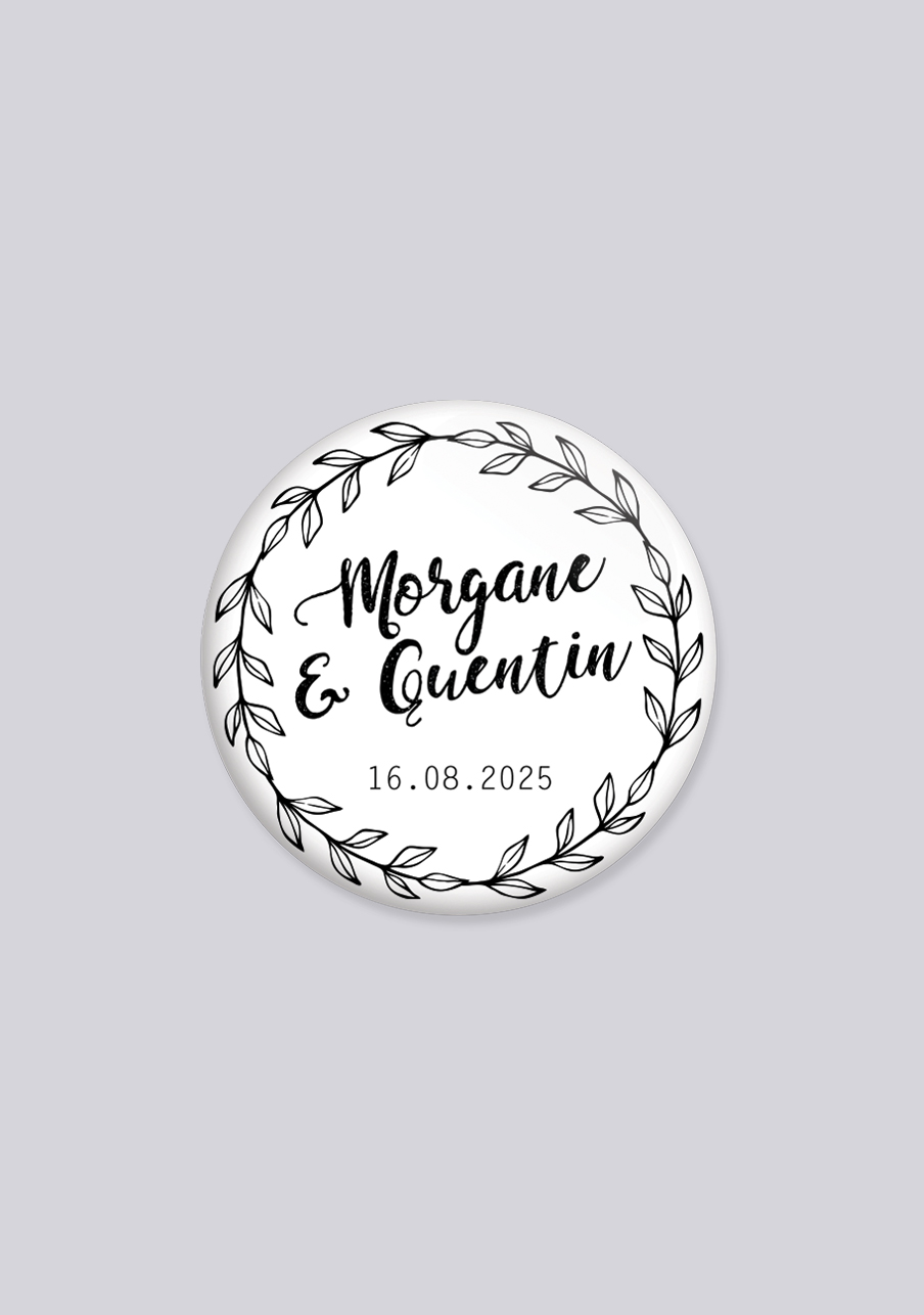 Magnet rond personnalisé mariage