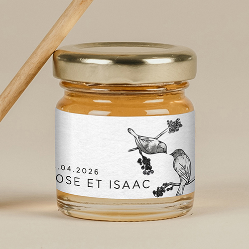 Miel de mariage Birds à personnaliser
