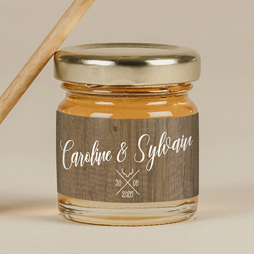 Miel de mariage Bois à personnaliser