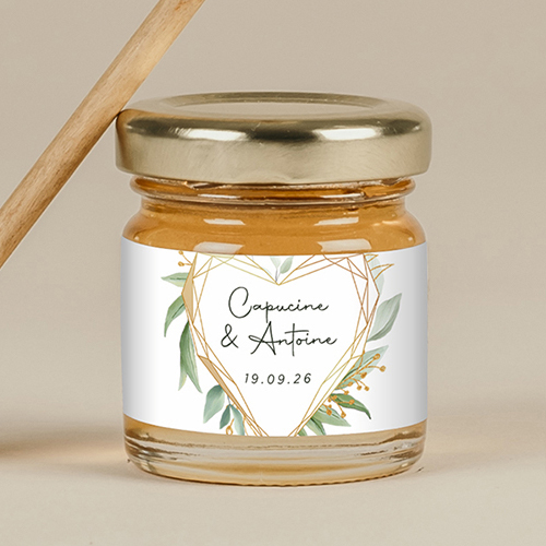 Miel de mariage Coeur géométrique à personnaliser